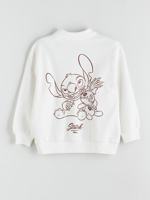 Polo Yaka Stitch Bask?l? K?z ?ocuk Sweatshirt