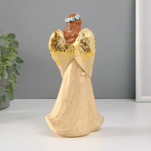Фигурка полистоун «Девушка-ангел в голубом венке с ребенком», 6×12×20.5 см