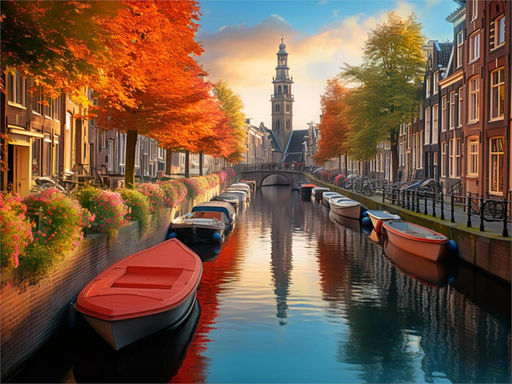 Алмазная мозаика 30*40см "Утро в Амстердаме" 30цв. (НД-6318) полное заполнение