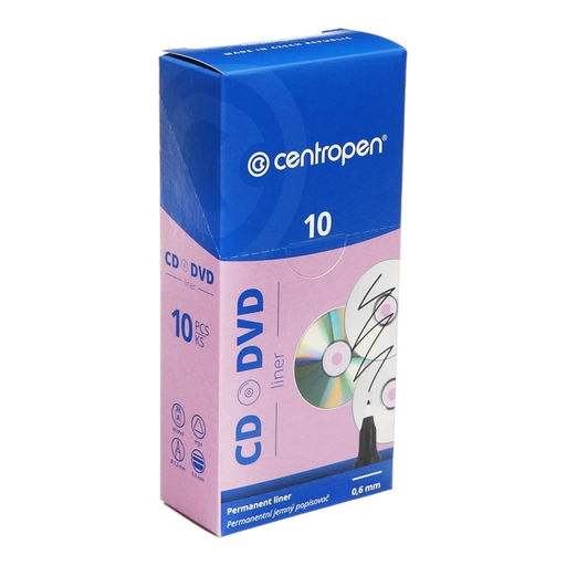 Цена за 10 шт. Маркер для CD/DVD, Centropen 4616, диаметр узла 1.2 мм, линия письма 0.6 мм, чёрный