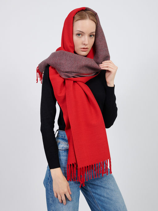 в составе шерсть Большой, мягкий, теплый двусторонний палантин с рисунком в стиле арт-деко. - Tantino фото 6