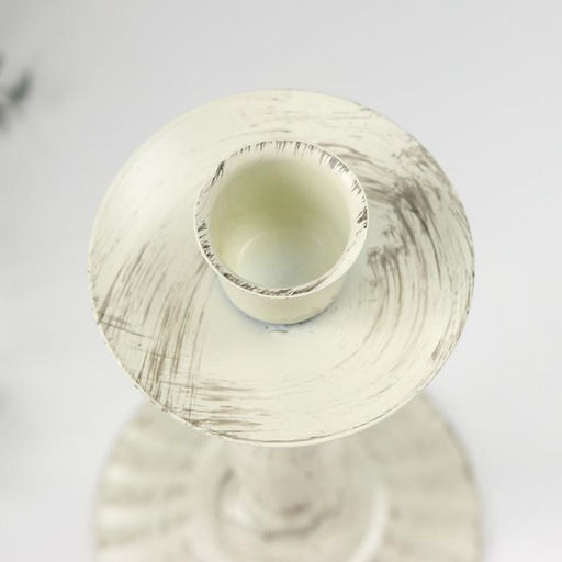 Металлический подсвечник на 1 свечу «Прованс», белый состаренный, 21×11.5×11.5 см