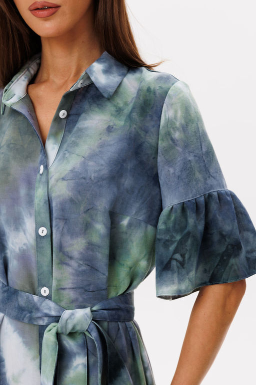 Платье Lars Style 1108 изумрудный мульти-принт