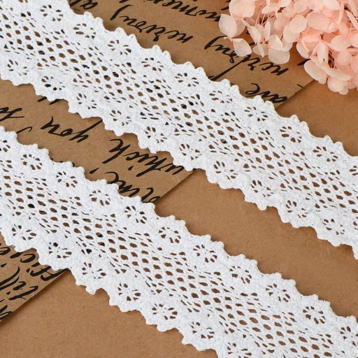 Кружево вязаное, 45 мм, 10±1 м, белое