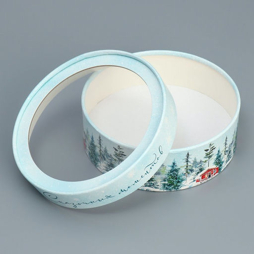 Коробка новогодняя для макарун тубус с окном «Сказочных моментов», 16×16×5 см