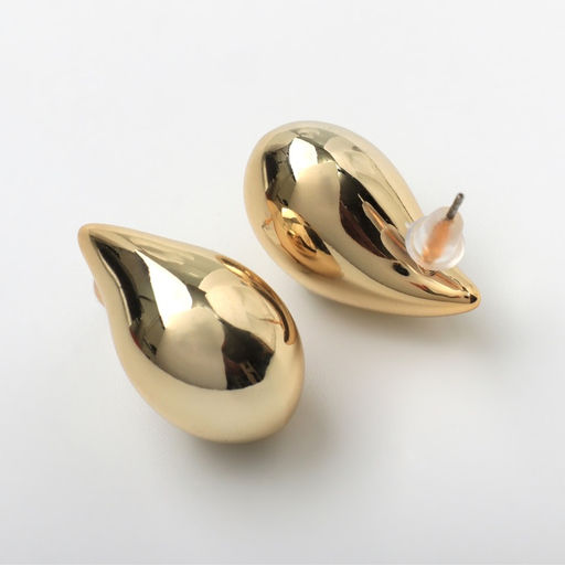 Серьги пластик «Капля», изогнутая мини, цвет золото