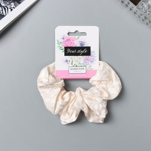 Цена за 3 шт. Резинка для волос «Орбита», орнамент пятна, 10 см, молочная