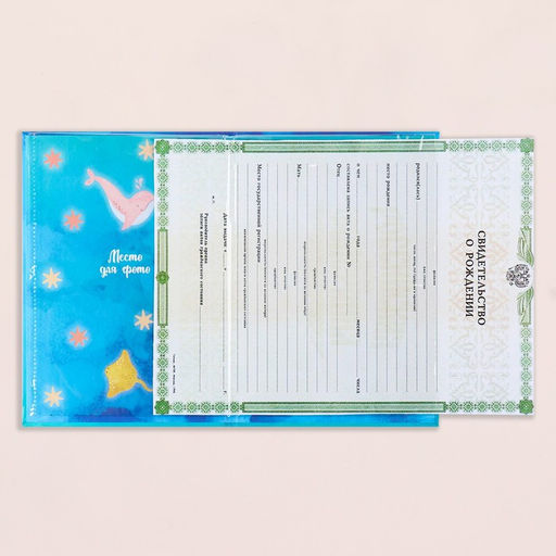 Свидетельство о рождении Дельфины тиснение, А5 - Дарим Красиво фото 5