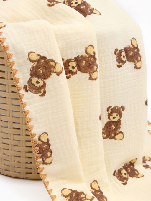 Плед «Этель» Bear, 100×100 см, муслин двухслойный