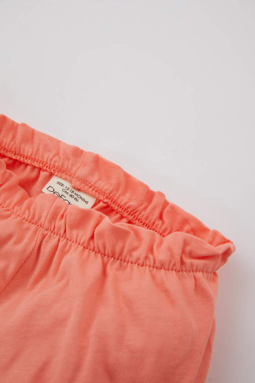 Шорты из чесаного хлопка с фруктовым узором для маленьких девочек, состоящие из двух предметов - Defacto фото 2