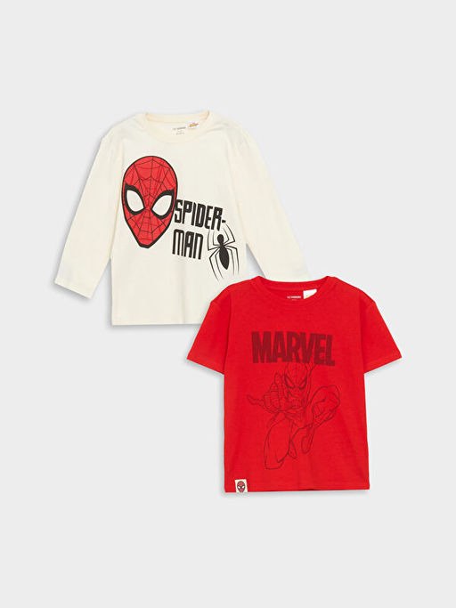 Bisiklet Yaka Erkek ?ocuk Spider-Man Bask?l? Ti??rt