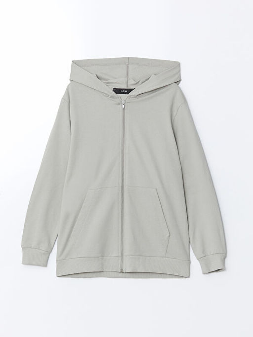 Kap??onlu K?z ?ocuk Fermuarl? Sweatshirt