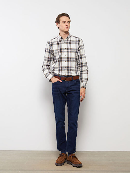 Regular Fit Uzun Kollu Ekose Gabardin Erkek G?mlek