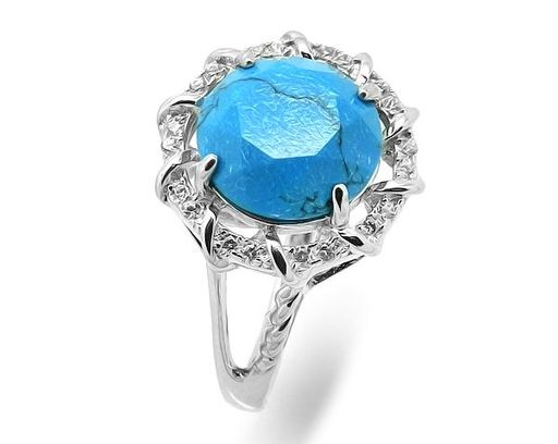Кольцо из серебра бирюза пресс., МЦВ970