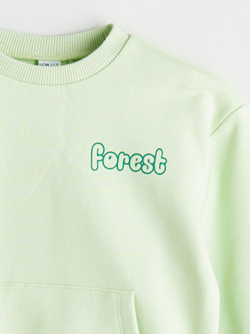 Bisiklet Yaka Bask?l? Erkek ?ocuk Sweatshirt