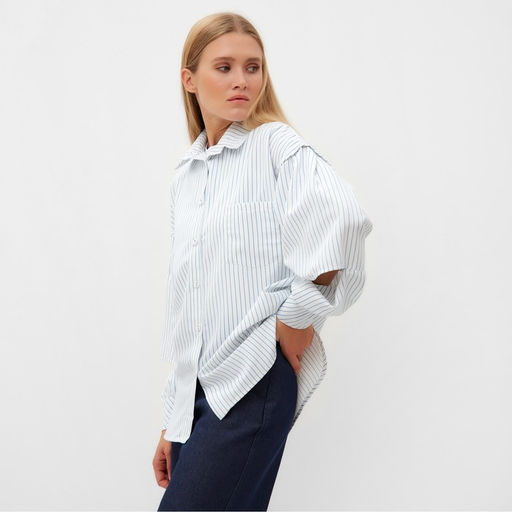 Рубашка женская в полоску MINAKU: Casual Collection, размер 44, белая