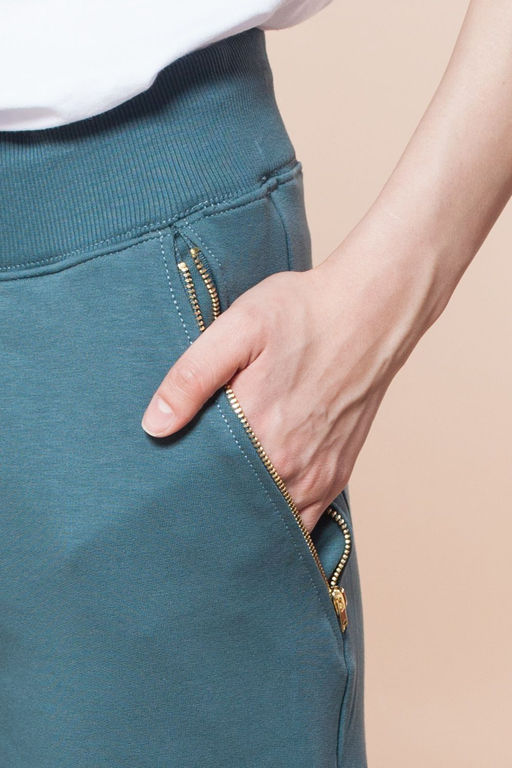 Брюки из эластичного футера с молниями