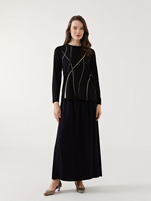 Bisiklet Yaka Desenli Kad?n Ti??rt