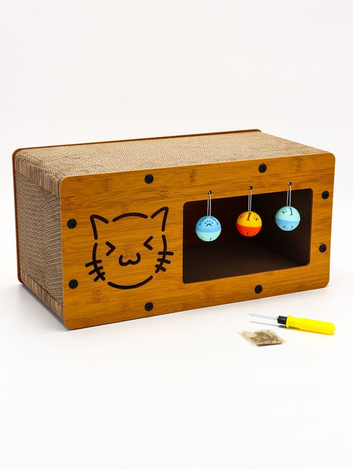 Когтеточка-лежанка Пижон из гофрокартона с кошачьей мятой КотТедж, 482424 см фото 3