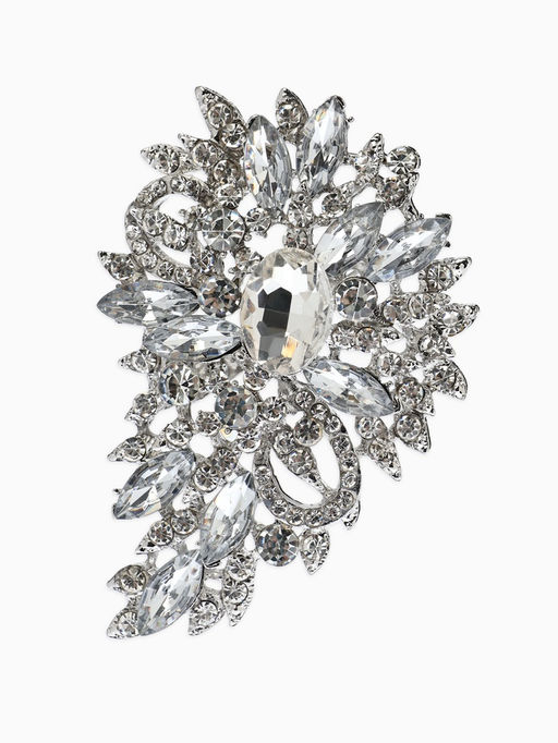 Брошь «Императрица. Льдинки в цветке», белая в серебре