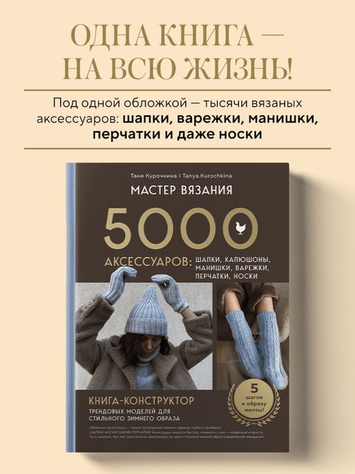 МАСТЕР ВЯЗАНИЯ. 5000 аксессуаров: ШАПКИ, КАПЮШОНЫ, МАНИШКИ, ВАРЕЖКИ, ПЕРЧАТКИ, НОСКИ. Книга-конструктор трендовых моделей для стильного зимнего образа