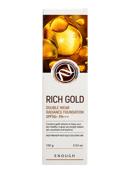 Enough Тональная основа для лица с золотом N23 / Premium Rich Gold Double Wear Radiance Foundation SPF50+ PA+++, бежевый, 100 г