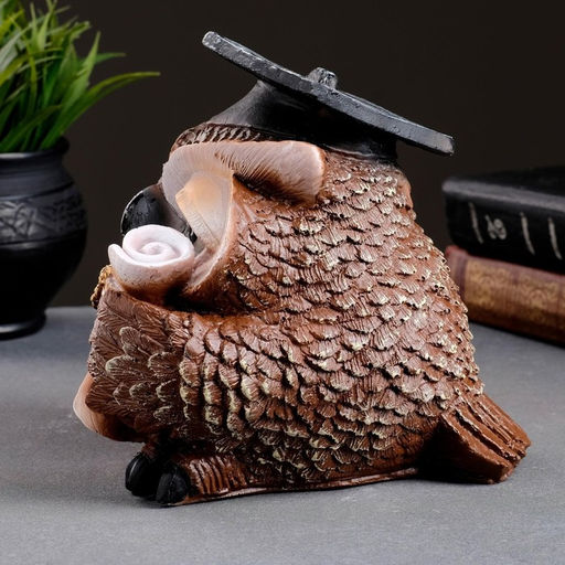 Фигурка полистоун «Сова ученая», коричневая, 18×17×19 см