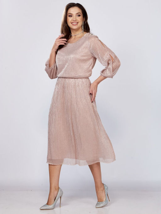 Платье Mira Fashion 5446S-Р пудра с полуоткрытыми рукавами