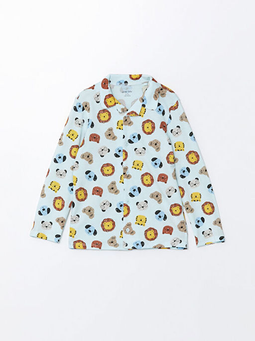 Polo Yaka Uzun Kollu Bask?l? Erkek Bebek Pijama Tak?m? - Waikiki фото 2