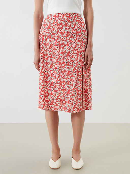 Beli Lastikli ?i?ekli Y?rtma?l? Etek