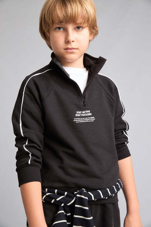 Oversize Pamuklu Bask_l_ Sweatshirt Erkek _ocuk - Defacto фото 5