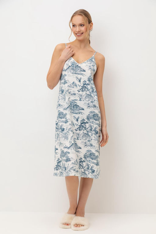 Е 10061/белая лилия,японский сад сорочка ночная жен