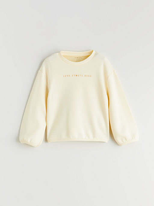 Bisiklet Yaka K?z Bebek Sweatshirt ve E?ofman Alt 2li