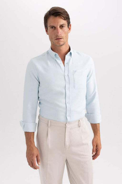 Рубашка приталенного кроя с длинным рукавом - Defacto фото 5