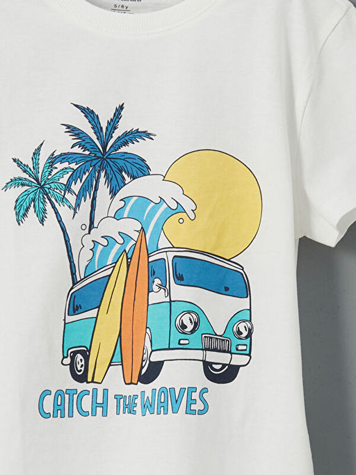 Bisiklet Yaka Bask?l? Erkek ?ocuk Ti??rt