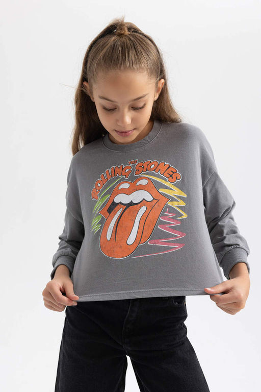 Футболка с круглым вырезом и длинными рукавами для девочек Rolling Stones - Defacto фото 5
