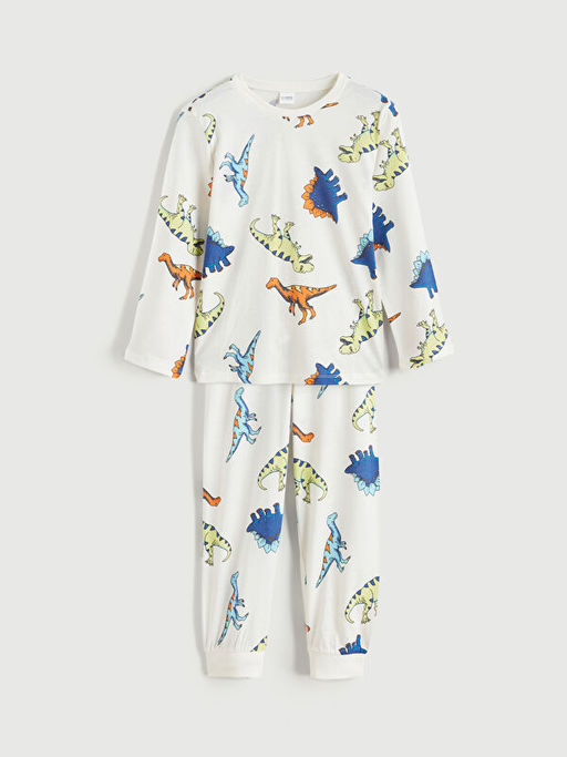 Bask?l? Erkek ?ocuk Pijama Tak?m?