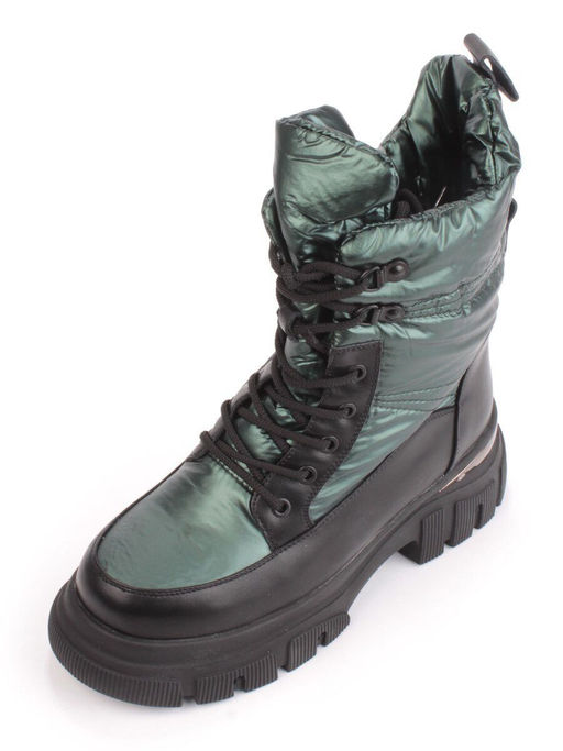 02-FAR137-3Z GREEN/BLACK Дутики женские (искусственная кожа, плащевая ткань, шерсть) - Фабричный китай фото 5