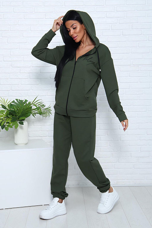 Костюм с брюками, футер с лайкрой 2-х нитка (00907, хаки)