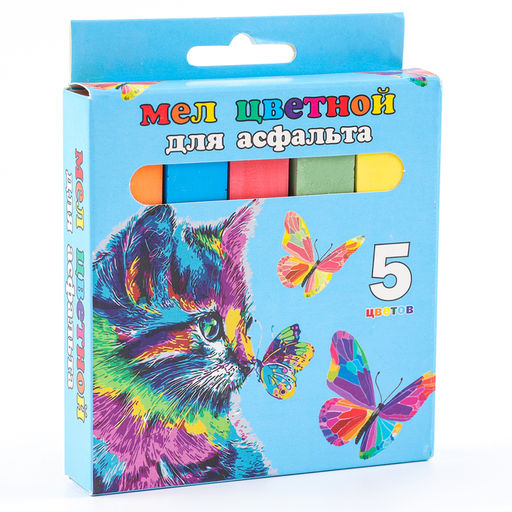 Цена за 2 шт. Мел цветной «Кот и бабочки. JUMBO», 5 шт.