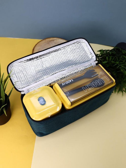 Набор ланчбоксов в термосумке "Big lunch", синий, 2 яруса, 4 отделения (1400 мл)