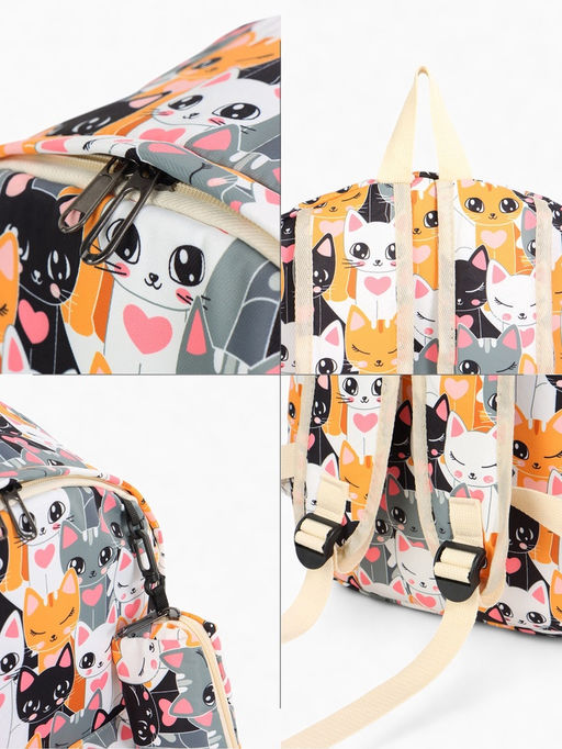 Набор: рюкзак школьный и пенал, с карманами, с принтом, размер 29?12?41 см, розовый