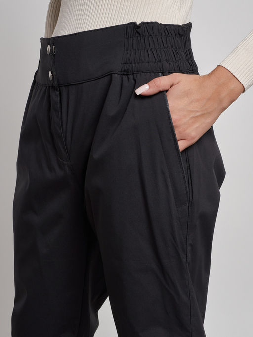 Брюки утепленные спортивные с высокой посадкой женские зимние черного цвета 7141Ch - Colannia фото 9