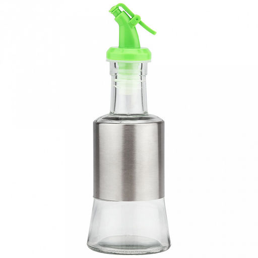 Бутылка для масла стеклянная В юбке Барселона 200мл, д6,5см, h15см, д/горла 2см, пластмассовый дозатор, оплетка из нержавеющей стали, цвета в ассортименте: черный, красный, салатовый, синий, д/основания 6см (Китай) - Домашняя мода фото 2