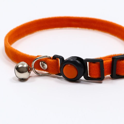 Ошейник кошачий мягкий с бубенчиком, 30 х 1 см, текстиль, оранжевый - Пижон фото 3