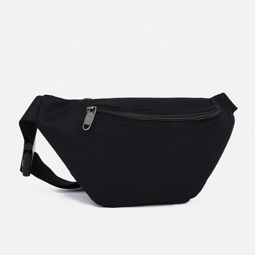 Поясная сумка на молнии, однотонная, 30×6×12 см, чёрная