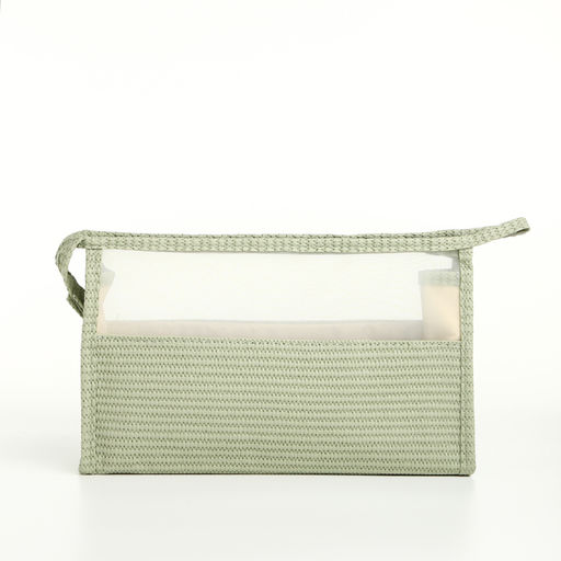 Косметичка на молнии, треугольная, с сеткой, зелёная - Simaland фото 2