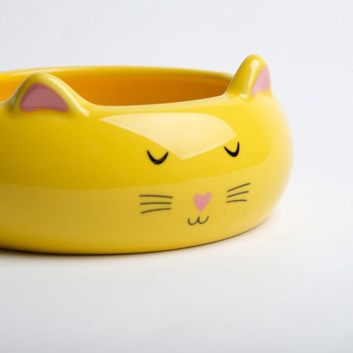 Миска керамическая Кошка-лепёшка 200 мл 13135.5 см, жёлтая - Пижон фото 5