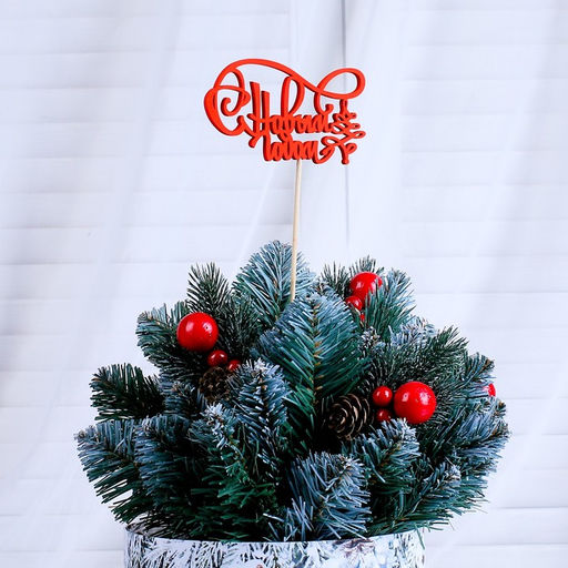 Цена за 2 шт. Топпер С Новым Годом, с ёлкой разноцветный (красный, белый, зелёный), микс Дарим Красиво  фото 3