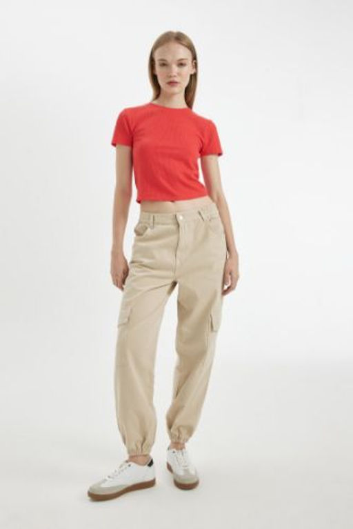 Coool Jogger Pantolon Gabardin KumasNormal Bel Basic Duz Kargo Cepli